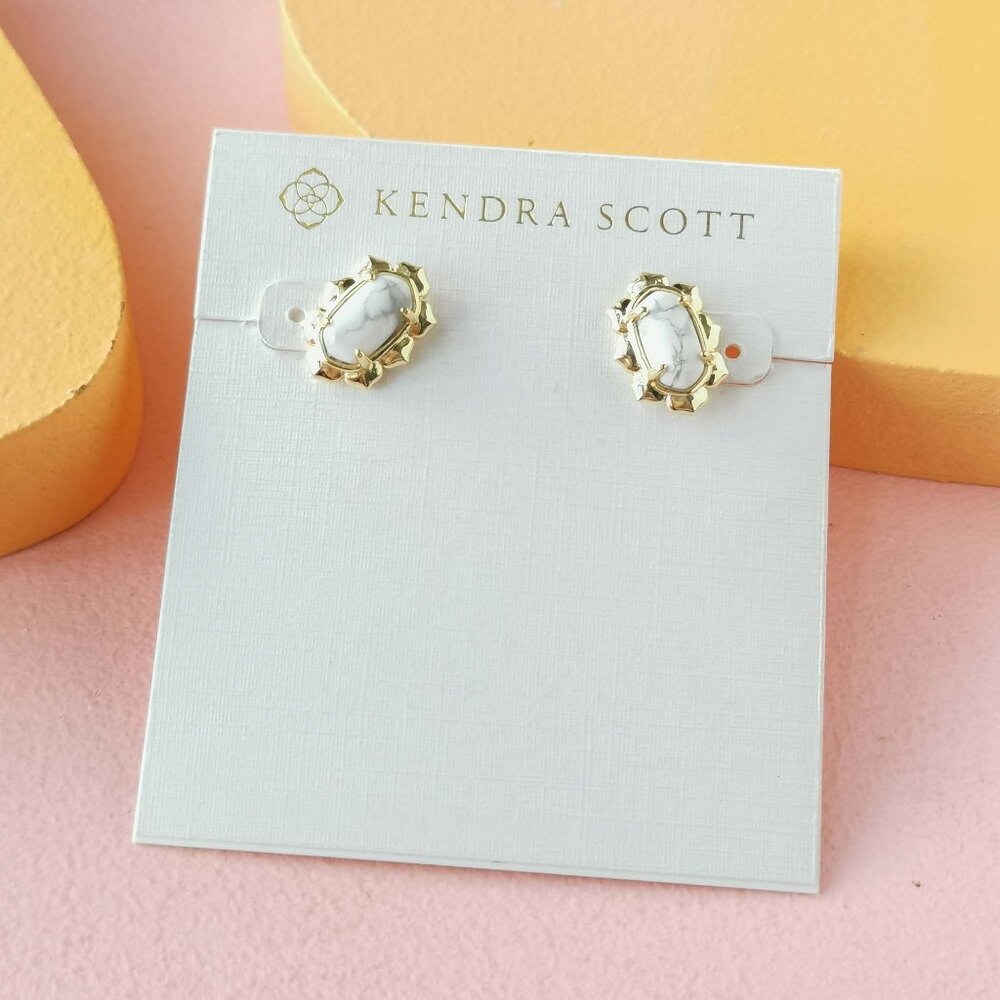 Kendra Scott - Piper White Howlite Gold Stud Earrings - NEW